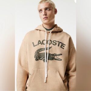 Lacoste Loose Fit Crocodile Hoodie Sweatshirt Size XL